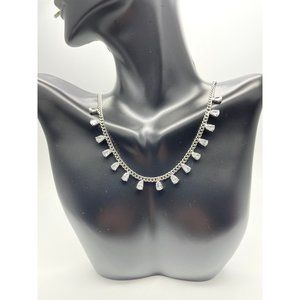 Choker Necklace With Clear Zircon Stones, Choker, Silver Necklace, Simple Neckla